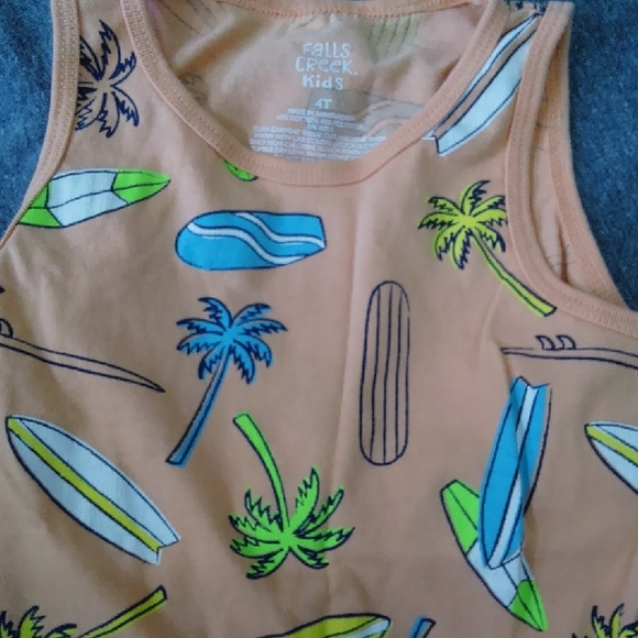 Falls Creek Kids Tropical Surf Tank Top - Peach and Multicolor - Picture 3 of 4